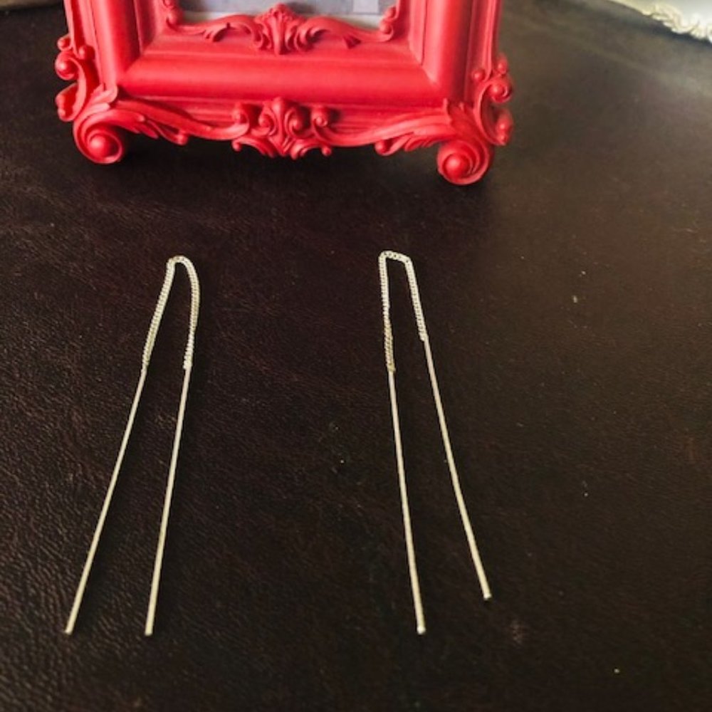 Sterling Silver Thread Dangle Earring - image 1